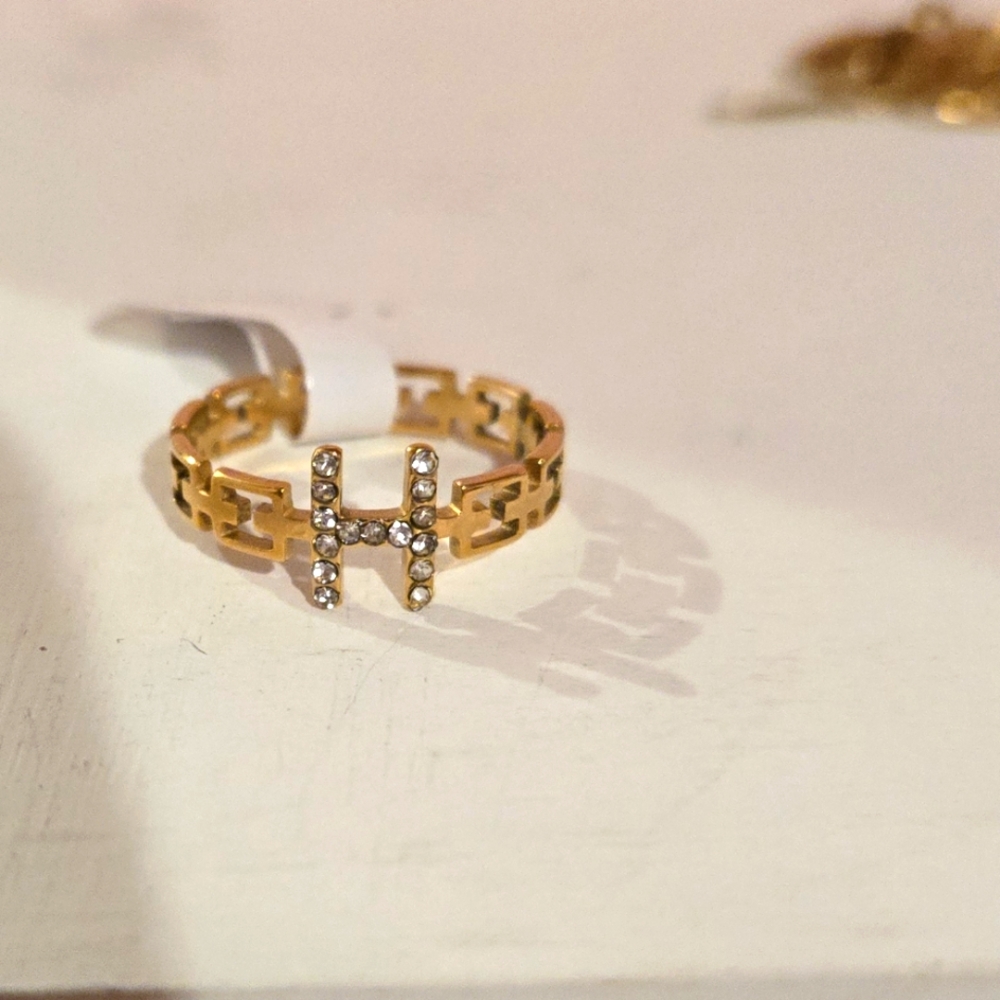 Gold H Ring